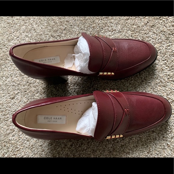 Cole Haan Burgundy Loafer Pumps - Picture 2 of 6